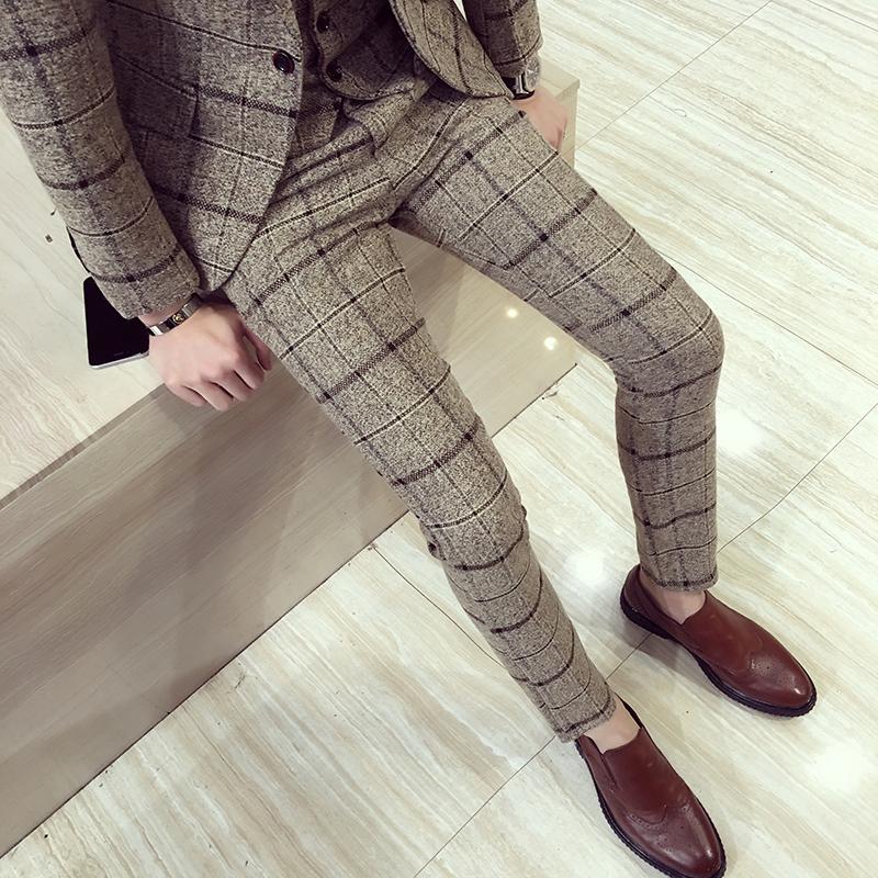 Plaid Slim Fit Dress Pants