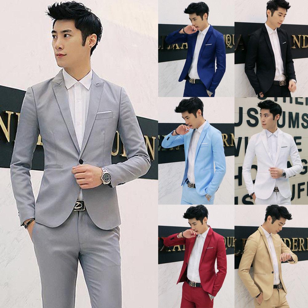 One Button Slim Fit Blazer M-2XL